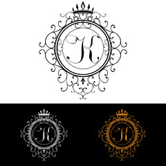 Letter K. Luxury Logo template, vector illustration