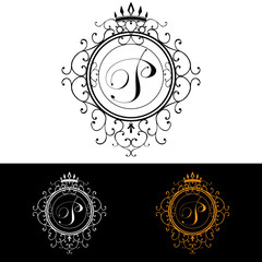 Letter P. Luxury Logo template, vector illustration