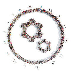 people in the shape of gears.