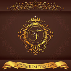 Letter F. Luxury Logo template vector illustration