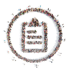 people in the shape of a sheet  paper, writing.