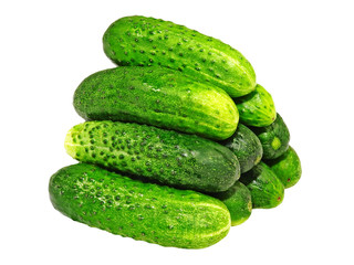 Pile of fresh cucumbers.Isolated on white background.