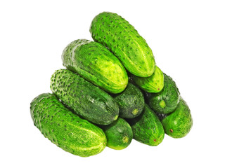 Fresh cucumbers pile. Isolated