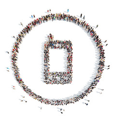 people in the shape of a smartphone.