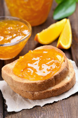 Orange jam on toast