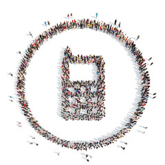 people in the shape of a smartphone.