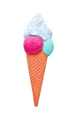 Icecream with cone, isolated on white background