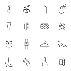 cosmetic and beauty shopping icons set vector illustration