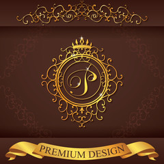 Letter P. Luxury Logo template vector illustration