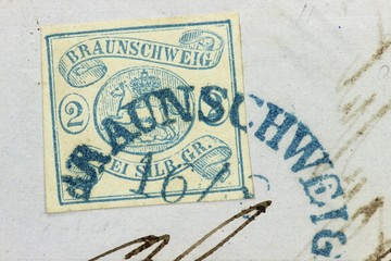Brief mit 2 Silbergroschen Briefmarke aus Braunschweig/ Altdeutschland
