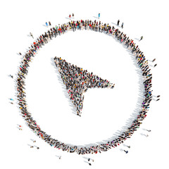 people in the shape of a map pointer.