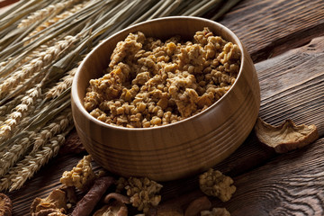 Healthy food - cereals with fruits and nuts