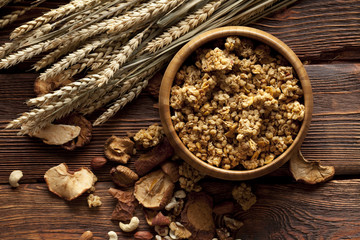Healthy food - cereals with fruits and nuts