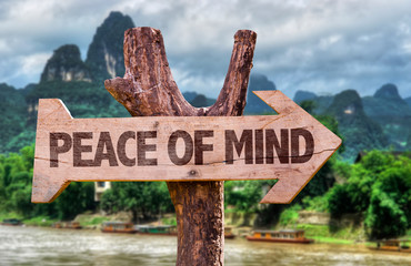 Peace of Mind direction sign with exotic background