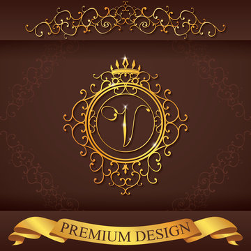 Letter V. Luxury Logo template vector illustration