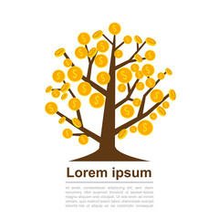Obraz premium Money coin tree growing - vector illustration