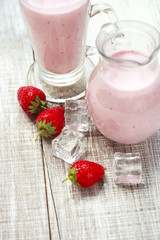 fruit yogurt with fresh strawberries