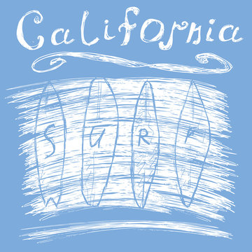 California surf typography, t-shirt Printing design graphics, vector