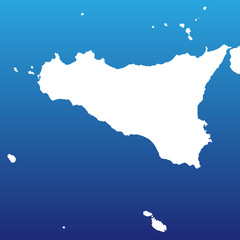Insel Sizilien in weiß und blau - Vektor