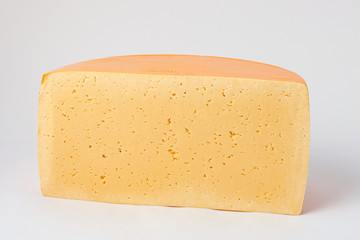 half of cheese on a white background