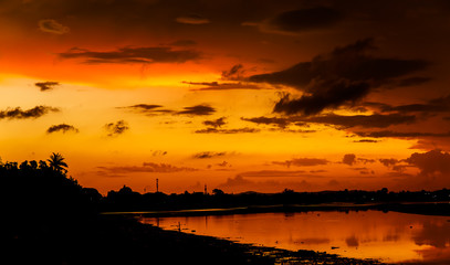 atmosphere at sunrise on the beach