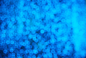 Blur of blue decoration light bokeh at night  background