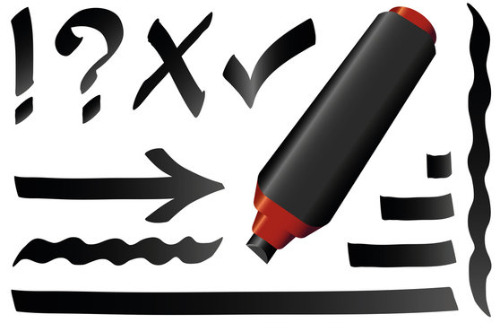 Black Marker Pen Black Strokes Symbols