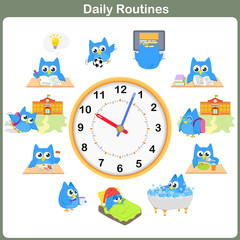 Obraz premium Daily Routines sheet. - Worksheet for education