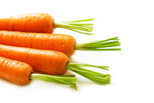 Fresh carrots on white background
