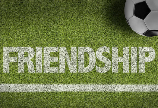 Soccer field with the text: Friendship