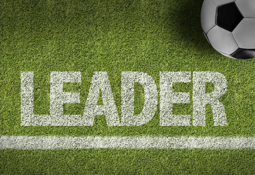Soccer field with the text: Leader