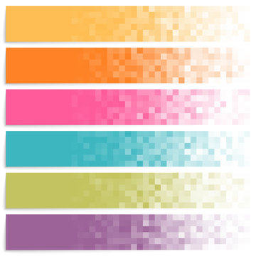 Set of colorful pixel banners