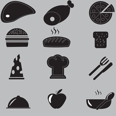 Food icons. Black