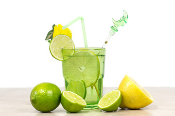 drink with lime and lemon