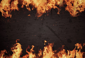 Black Grunge Background with flames