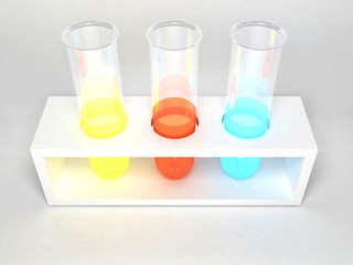 Laboratory tubes 1 . Three laboratory tubes stand.