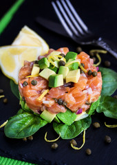 Salmon and avocado tartare