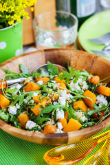Butternut squash, arugula, couscous and feta salad