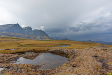 Rain and low clouds in the mountains