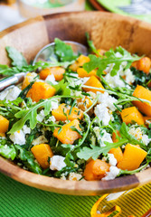 Butternut squash, arugula, couscous and feta salad