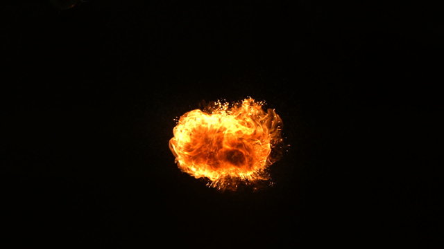 Slow motion shot fire ball explosion