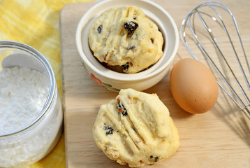 homemade cookies close up on wooden table