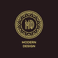 Vector geometric frame in mono line style. Monogram design