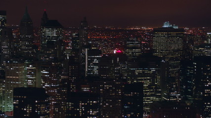 Aerial shot of New York City at night