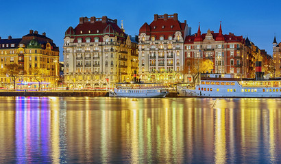 Cityscape at night.