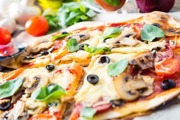 Pizza homemade, close-up