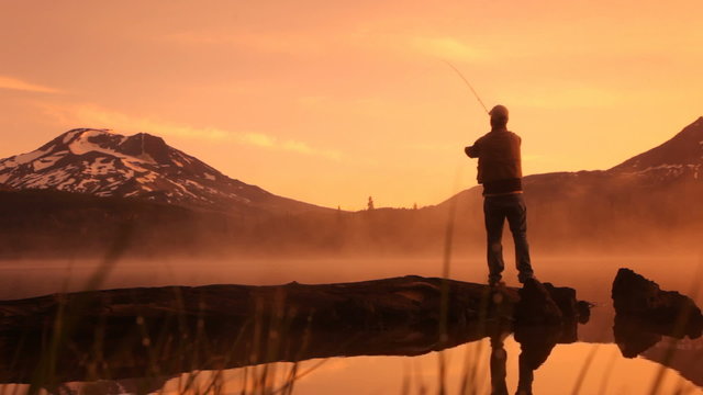 Fishing at sunrise