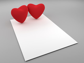 Blank card and hearts