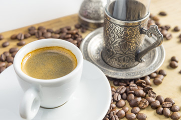 Western and eastern coffee background