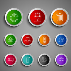 Collection round color buttons icons design template